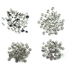 HAND® JX-831-TK Silver Tone 4-part Plain Flat Top Press Stud Buttons - 15 mm Diameter - 20 Full Sets