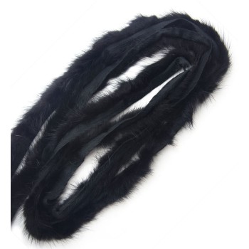 HAND® Thin Black Mink Fur Piping Trim for Garment Edging, Coats, Hoods, Cushions & Soft Furnishings 2cmW - Per Metre