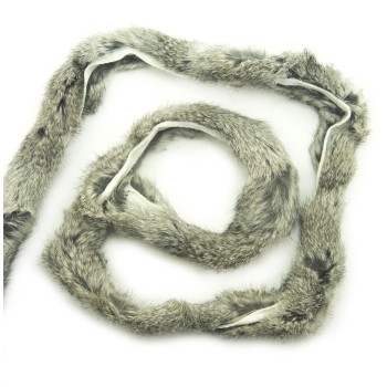 HAND® Pepper Grey Rabbit Fur Piping Trim for Garment Edging 4cmW - Per Metre
