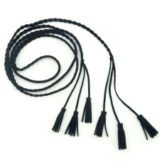 HAND® Black Braided Suede Belt for Garment Embellishment - Tassels at Both Ends - 152 cm