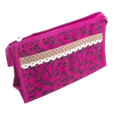 HAND® Pink Floral Waterproof Pencil Case / Make-Up Bag with Mirror - 230 x 140 mm