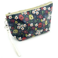 HAND® Navy Flower Field Waterproof Pencil Case / Make-Up Bag with Mirror - 230 x 140 mm