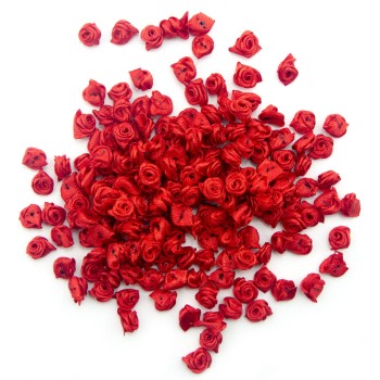HAND® Tiny Red Roses Flower Ribbon Sew On Trims, Embellishments Size 8 mm Pack of 50
