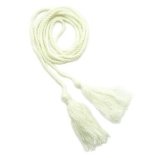 HAND® Set of 4 White Cotton Double Ends Tassels with String Cord - 136cm Long