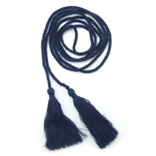 HAND® Set of 4 Navy Blue Cotton Double Ends Tassels with String Cord - 136cm Long