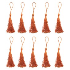HAND® Silky Tassels Dark Orange 12 cm Long For Craft Embellishments, Purses, Bags, Keyrings etc. Pack of 10
