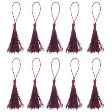 HAND® Silky Tassels Maroon 12 cm Long For Craft Embellishments, Purses, Bags, Keyrings etc. Pack of 10