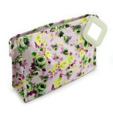 HAND® Pretty Pink Floral Waterproof Pencil Case/Make-Up Bag with Mirror - 230 x 150 mm