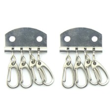 HAND® Pack of 2 Silver Tone Metal Keyring Clip Attachments for Wallets, Purses, Belts, Bags - with 4 Keyrings and 2 Attachment Points