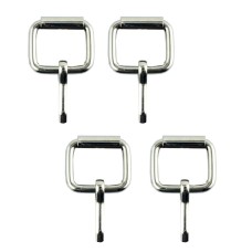 HAND® Set of 4 Square Silver Tone Metal Roller Buckles - 25 x 25 mm, Takes a Strap up to 20 mm Wide