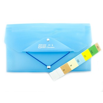HAND® Blue Expanding 12 Section Ticket Receipt Wallet File Organiser with Coloured A to Z Tabs - Takes Sheets 250 x 120 mm