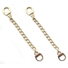 HAND® Set of 2 Gold Tone Metal Sew On Metal Coat Hangers Hanging Chain Loops - 8.5 cm Long
