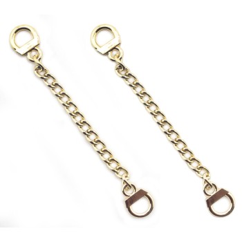 HAND® Set of 2 Gold Tone Metal Sew On Metal Coat Hangers Hanging Chain Loops - 8.5 cm Long