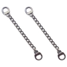 HAND® Set of 2 Dark Metal Tone Metal Sew On Metal Coat Hangers Hanging Chain Loops - 8.5 cm Long