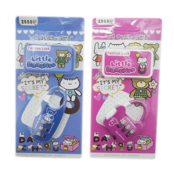 HAND® Set of 2 Little Danchoo 3 Digit Combination Padlocks for Your School, Home, Locker, Bag, Diary