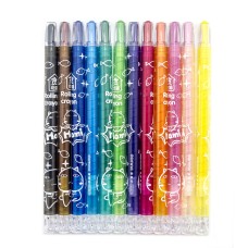 HAND® 57912 A Pack of 12 Colourful Twist Crayons 16cm for School, Home, Art and Craft Projects in Clear Carry Case
