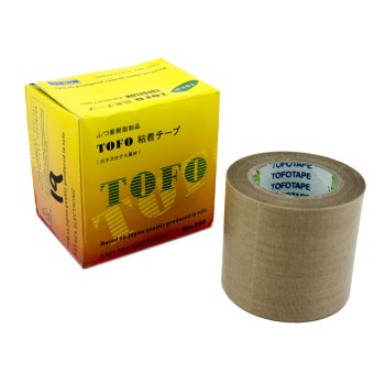 HAND® H-2603 Nitto Denko 50mmW x 10mL TOFOFLON Adhesive Tape - PTFE Coated Fiberglass Fabric With Silicone Adhesive, Brown 