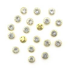 HAND® 20 Round White Crystal Glass in Gold Tone Setting Sew In Accessories - 6 mm Diameter