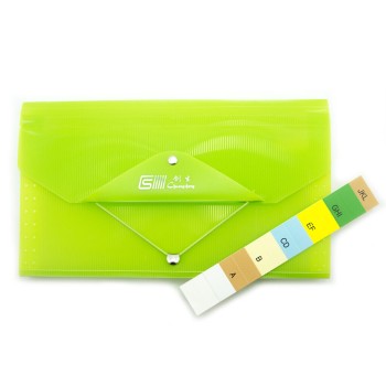 HAND® Green Expanding 12 Section Ticket Receipt Wallet File Organiser with Coloured A to Z Tabs - Takes Sheets 250 x 120 mm