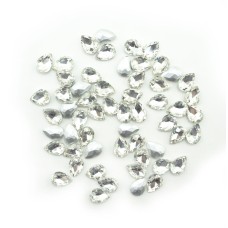 HAND® Clear Crystal Glass Teardrop Sew On Embellishments with Silver-Grey Tone Backing - 10 x 14mm - Pack of 50