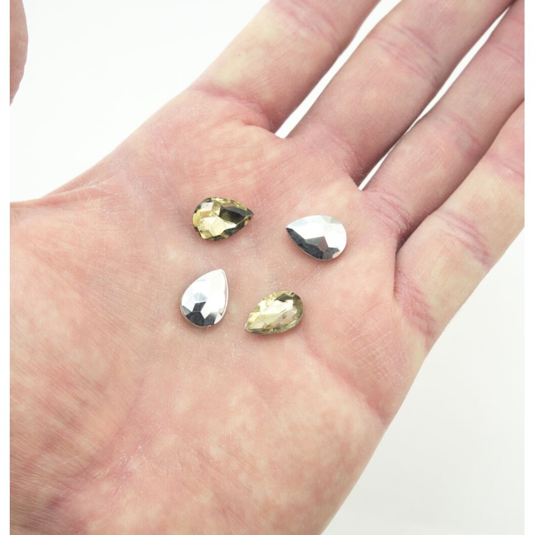 HAND® Crystal Yellow Glass Teardrop Sew On Embellishments with Silver-Grey Tone Backing - 10 x 14mm - Pack of 50 HAND® Crystal Yellow Glass Teardrop Sew On Embellishments with Silver-Grey Tone Backing - 10 x 14mm - Pack of 50