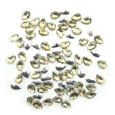 HAND® Crystal Yellow Glass Teardrop Sew On Embellishments with Silver-Grey Tone Backing - 10 x 14mm - Pack of 50