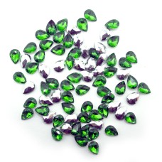 HAND® Emerald Green Crystal Glass Teardrop Sew On Embellishments with Silver-Grey Tone Backing - 10 x 14mm - Pack of 50
