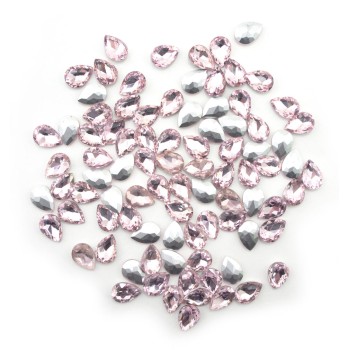 HAND® Light Pink Crystal Glass Teardrop Sew On Embellishments with Silver-Grey Tone Backing - 10 x 14mm - Pack of 50 HAND® Light Pink Crystal Glass Teardrop Sew On Embellishments with Silver-Grey Tone Backing - 10 x 14mm - Pack of 50