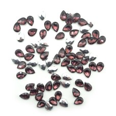 HAND® Coffee Crystal Glass Teardrop Sew On Embellishments with Silver-Grey Tone Backing - 10 x 14mm - Pack of 50