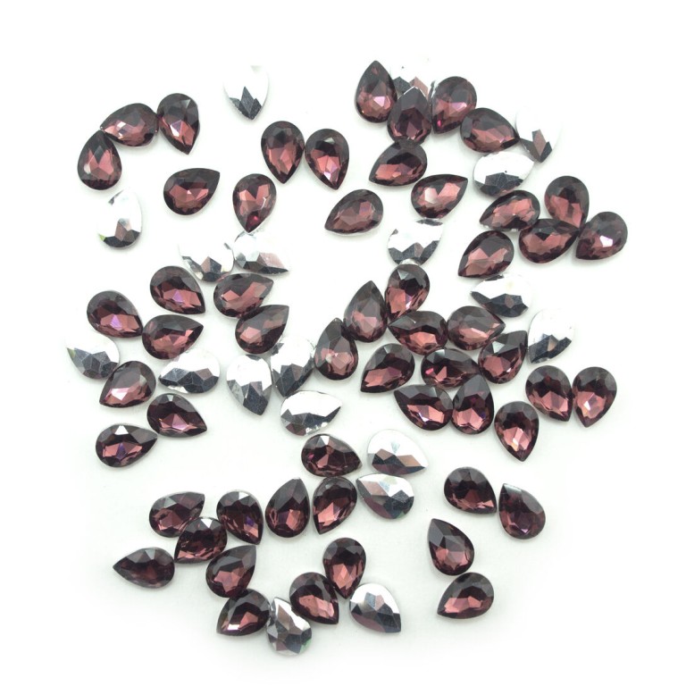 HAND® Coffee Crystal Glass Teardrop Sew On Embellishments with Silver-Grey Tone Backing - 10 x 14mm - Pack of 50 HAND® Coffee Crystal Glass Teardrop Sew On Embellishments with Silver-Grey Tone Backing - 10 x 14mm - Pack of 50