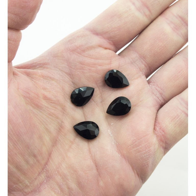 HAND® Black Crystal Glass Teardrop Sew On Embellishments with Silver-Grey Tone Backing - 10 x 14mm - Pack of 50 HAND® Black Crystal Glass Teardrop Sew On Embellishments with Silver-Grey Tone Backing - 10 x 14mm - Pack of 50