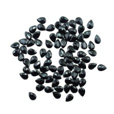 HAND® Black Crystal Glass Teardrop Sew On Embellishments with Silver-Grey Tone Backing - 10 x 14mm - Pack of 50