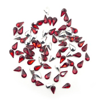 HAND® Red Crystal Glass Teardrop Sew On Embellishments with Silver-Grey Tone Backing - 8 x 13mm - Pack of 50 HAND® Red Crystal Glass Teardrop Sew On Embellishments with Silver-Grey Tone Backing - 8 x 13mm - Pack of 50