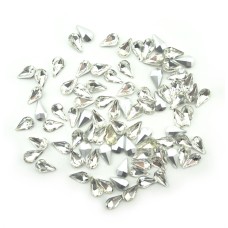 HAND® Clear Crystal Glass Teardrop Sew On Embellishments with Silver-Grey Tone Backing - 8 x 13mm - Pack of 50