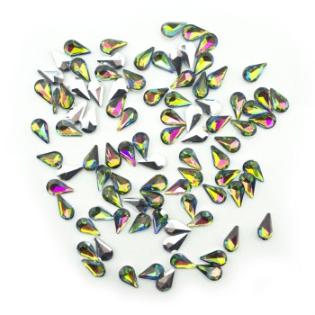 HAND® Multicoloured Crystal Glass Teardrop Sew On Embellishments with Silver-Grey Tone Backing - 8 x 13mm - Pack of 50 HAND® Multicoloured Crystal Glass Teardrop Sew On Embellishments with Silver-Grey Tone Backing - 8 x 13mm - Pack of 50