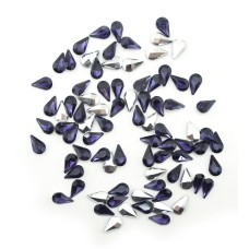 HAND® Deep Purple Crystal Glass Teardrop Sew On Embellishments with Silver-Grey Tone Backing - 8 x 13mm - Pack of 50