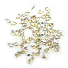 HAND® AB Champagne Crystal Glass Teardrop Sew On Embellishments with Silver-Grey Tone Backing - 8 x 13mm - Pack of 50