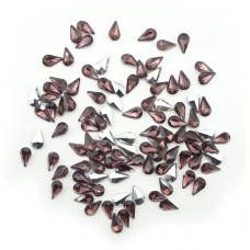 HAND® Coffee Crystal Glass Teardrop Sew On Embellishments with Silver-Grey Tone Backing - 8 x 13mm - Pack of 50