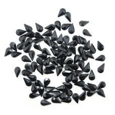 HAND® Black Crystal Glass Teardrop Sew On Embellishments with Silver-Grey Tone Backing - 8 x 13mm - Pack of 50