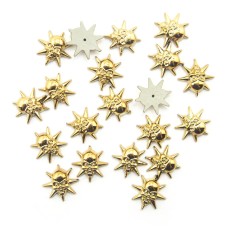 HAND® Deep Gold Tone Star Skull Embellishments with Pin Fix - 20 mm Diameter - Set of 20