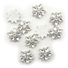 HAND® Five Point Clear Crystal Glass Star Embellishments with White Felt Backings - 30 mm Diameter - Pack of 10
