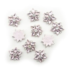 HAND® Five Point Pink Crystal Glass Star Embellishments with Pink Felt Backings - 30 mm Diameter - Pack of 10
