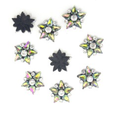 HAND® Five Point Multicoloured Crystal Glass Star Embellishments with Black Felt Backings - 30 mm Diameter - Pack of 10