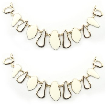 HAND® No.1789 Gold Tone and White Enamel Pendant Chain for Jewellery, Costumes, Garments - 180 mm - Set of 2 HAND® No.1789 Gold Tone and White Enamel Pendant Chain for Jewellery, Costumes, Garments - 180 mm - Set of 2