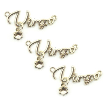 HAND® No. 1574 Gold Tone Metal 'Virgo' Pendant for Jewellery, Costumes, Garments - 50 mm - Set of 3