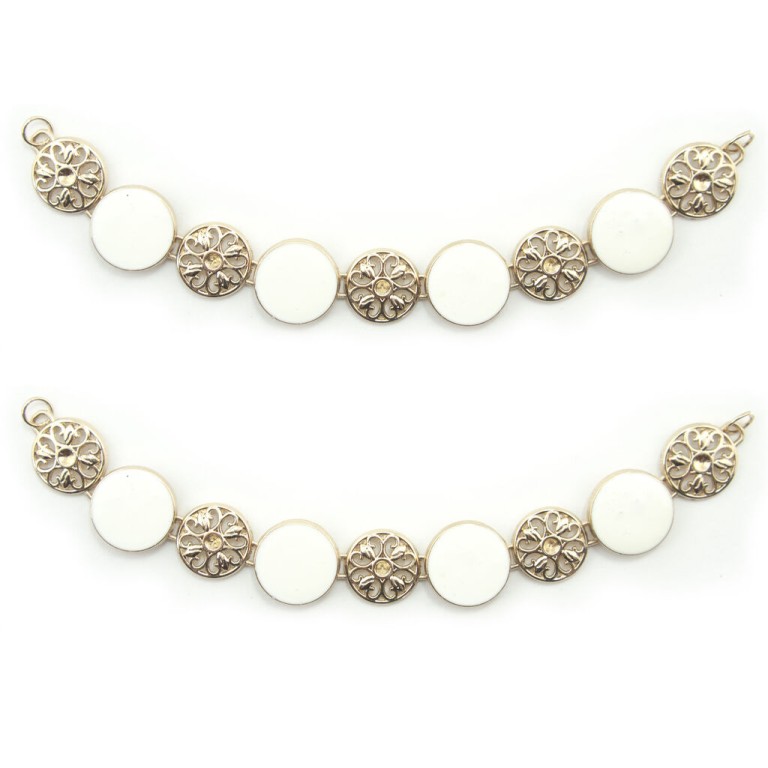 HAND® No. 1806 Gold Tone Metal Circular Design Chain with White Enamel for Jewellery, Costumes, Accessories - 190 mm - Set of 2 HAND® No. 1806 Gold Tone Metal Circular Design Chain with White Enamel for Jewellery, Costumes, Accessories - 190 mm - Set of 2