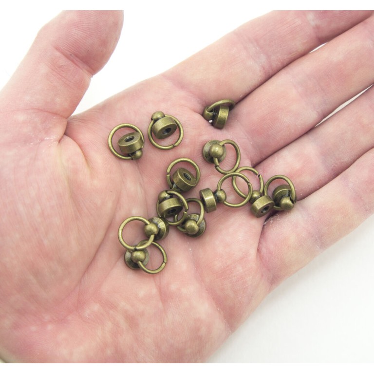 HAND® Dark Bronze Tone Decorative Metal Binding Screws with Ring for Leather Goods, Shoes, Bags, Garments - 8 x 8 mm - Set of 10 HAND® Dark Bronze Tone Decorative Metal Binding Screws with Ring for Leather Goods, Shoes, Bags, Garments - 8 x 8 mm - Set of 10