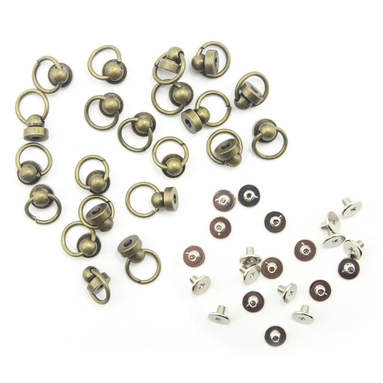 HAND® Dark Bronze Tone Decorative Metal Binding Screws with Ring for Leather Goods, Shoes, Bags, Garments - 9 x 9 mm - Set of 10 HAND® Dark Bronze Tone Decorative Metal Binding Screws with Ring for Leather Goods, Shoes, Bags, Garments - 9 x 9 mm - Set of 10