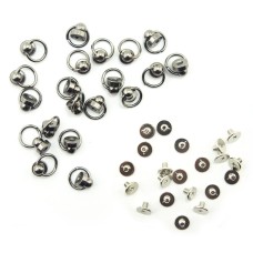 HAND® Gun Metal Tone Decorative Metal Binding Screws with Ring for Leather Goods, Shoes, Bags, Garments - 8 x 8 mm - Set of 10