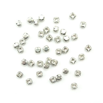 HAND® Set of 25 Small Clear Glass Crystal Sew In Trims with Silver Tone Metal Mounts - 4 x 4 mm HAND® Set of 25 Small Clear Glass Crystal Sew In Trims with Silver Tone Metal Mounts - 4 x 4 mm
